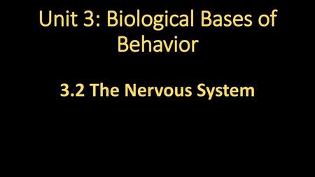 Unit 3: Biological Bases of Behavior