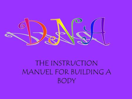 THE INSTRUCTION MANUEL FOR BUILDING A BODY