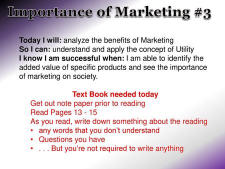 Importance of Marketing #3