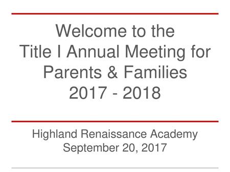 Highland Renaissance Academy September 20, 2017