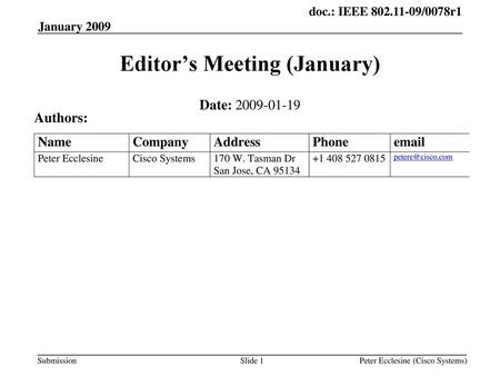 Editor’s Meeting (January)