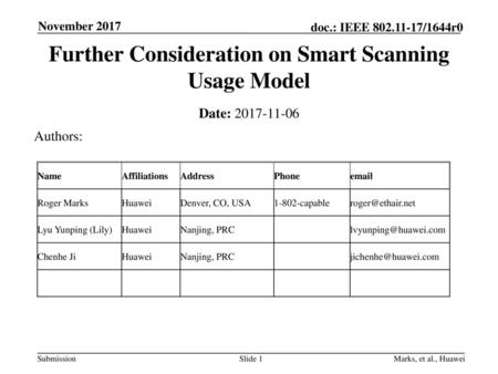 Further Consideration on Smart Scanning Usage Model