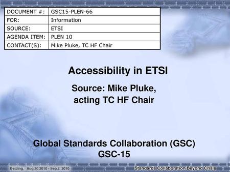 Global Standards Collaboration (GSC) GSC-15