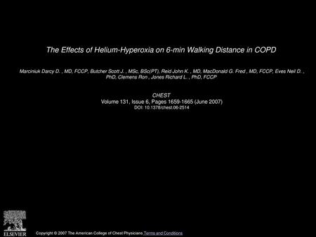 The Effects of Helium-Hyperoxia on 6-min Walking Distance in COPD