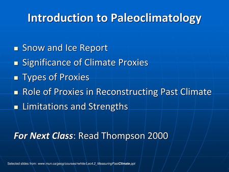 Introduction to Paleoclimatology