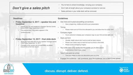 Don’t give a sales pitch
