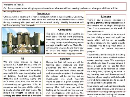 Year 2 Autumn Newsletter