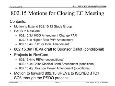 Motions for Closing EC Meeting