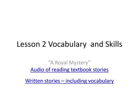 Lesson 2 Vocabulary and Skills