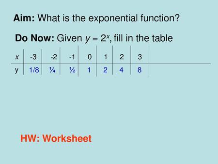 Aim: What is the exponential function?