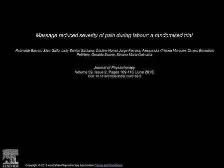 Massage reduced severity of pain during labour: a randomised trial