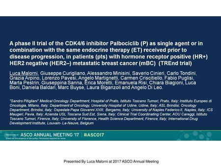 Presented By Luca Malorni at 2017 ASCO Annual Meeting