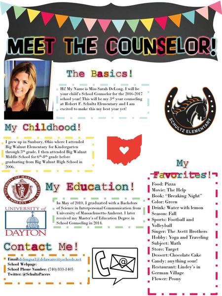 My Education! Contact Me! The Basics! My Childhood! My Favorites!