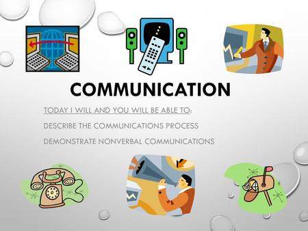 Communication TODAY I Will and you will be able to: