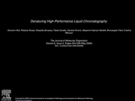 Denaturing High-Performance Liquid Chromatography