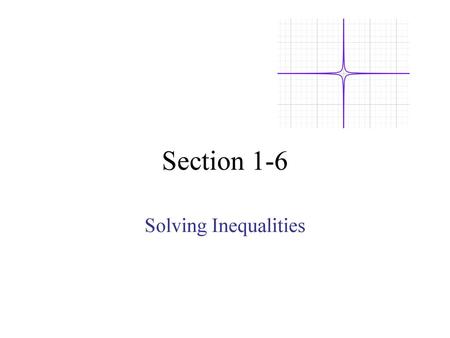 Section 1-6 Solving Inequalities.