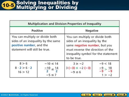 Additional Example 1A: Using the Multiplication Property of Inequality