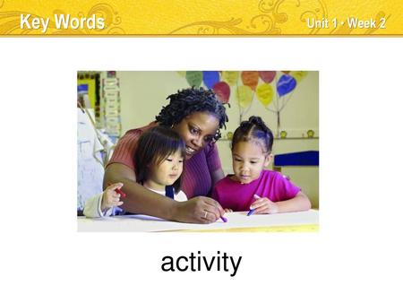 activity Key Words Unit 1 ● Week 2 TEACHER TALK