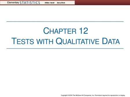 Chapter 12 Tests with Qualitative Data