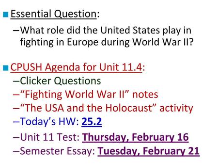 “Fighting World War II” notes “The USA and the Holocaust” activity
