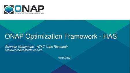 ONAP Optimization Framework - HAS Shankar Narayanan - AT&T Labs Research snarayanan@research.att.com 08/15/2017.
