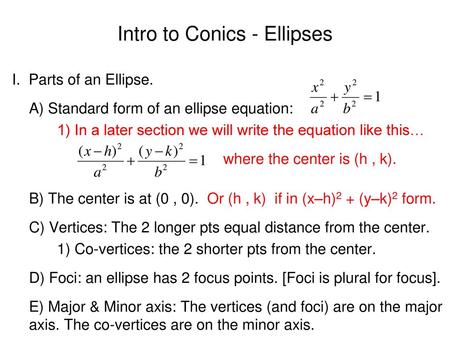 Intro to Conics - Ellipses