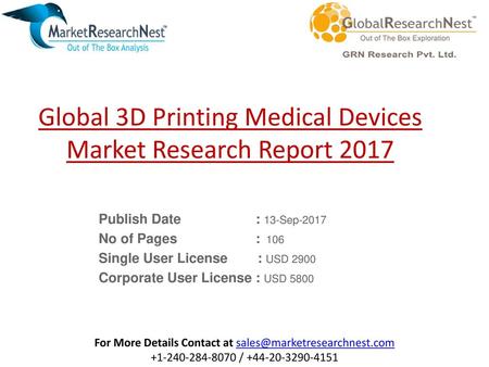 Global 3D Printing Medical Devices Market Research Report 2017