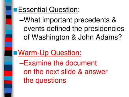 Examine the document on the next slide & answer the questions