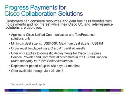 Progress Payments for Cisco Collaboration Solutions