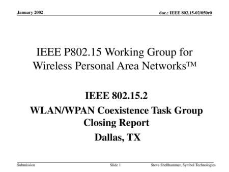 IEEE P Working Group for Wireless Personal Area NetworksTM