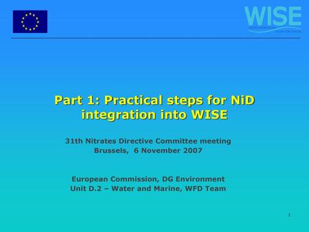Part 1: Practical steps for NiD integration into WISE