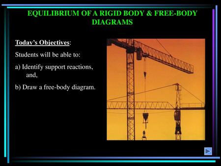EQUILIBRIUM OF A RIGID BODY & FREE-BODY DIAGRAMS