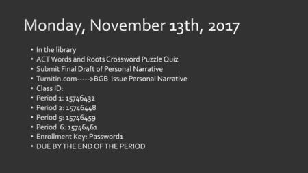 Monday, November 13th, 2017 In the library