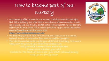 How to become part of our nursery