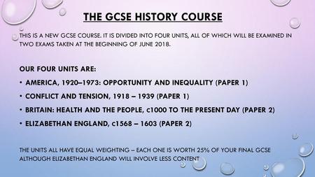 The GCSE History course