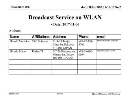 Broadcast Service on WLAN