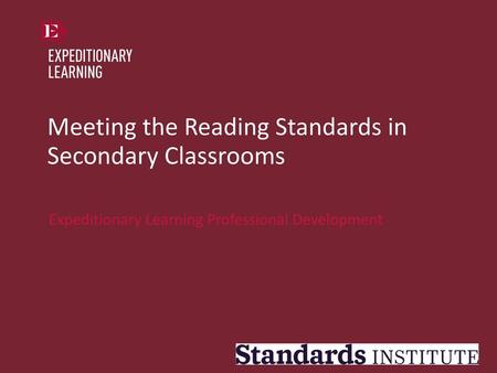 Meeting the Reading Standards in Secondary Classrooms