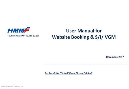 Website Booking & S/I/ VGM