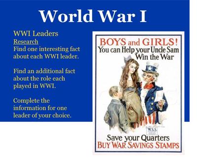 World War I WWI Leaders Research