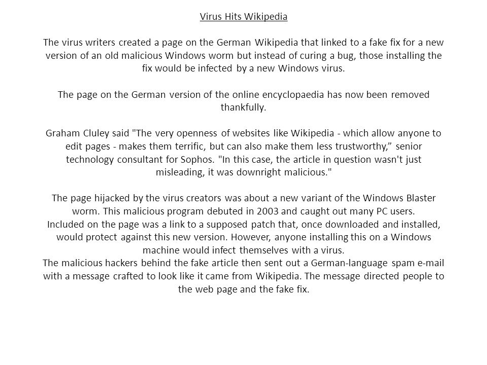 worm virus wikipedia