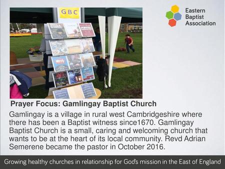 Prayer Focus: Gamlingay Baptist Church