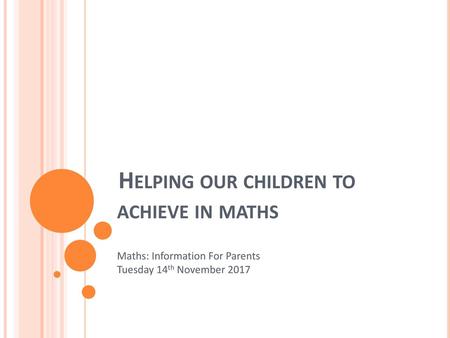 Helping our children to achieve in maths