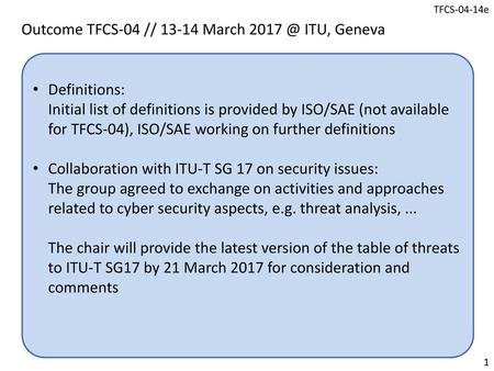 Outcome TFCS-04 // March ITU, Geneva