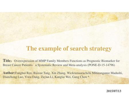 The example of search strategy