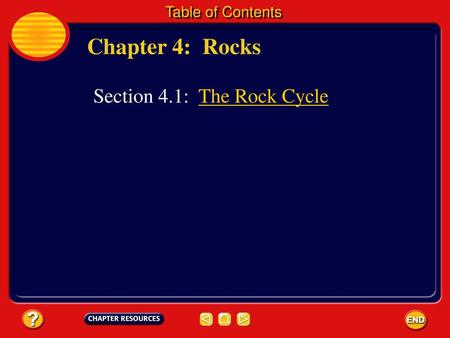 Table of Contents Chapter 4: Rocks Section 4.1: The Rock Cycle.