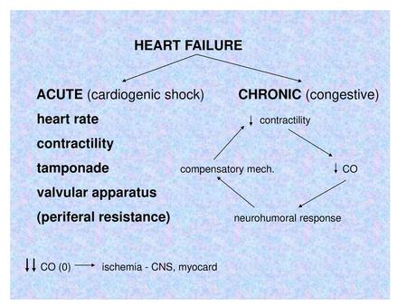 HEART FAILURE ACUTE (cardiogenic shock) CHRONIC (congestive)