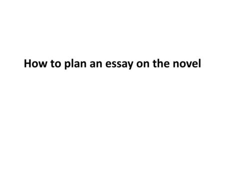 How to plan an essay on the novel
