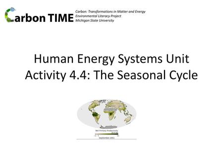 Human Energy Systems Unit Activity 4.4: The Seasonal Cycle