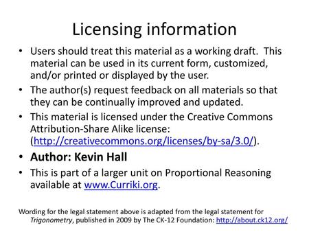 Licensing information