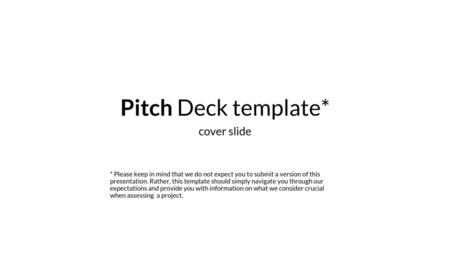 Pitch Deck template* cover slide